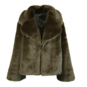 Nili Lotan Sedela Olive Green Faux Fur Coat